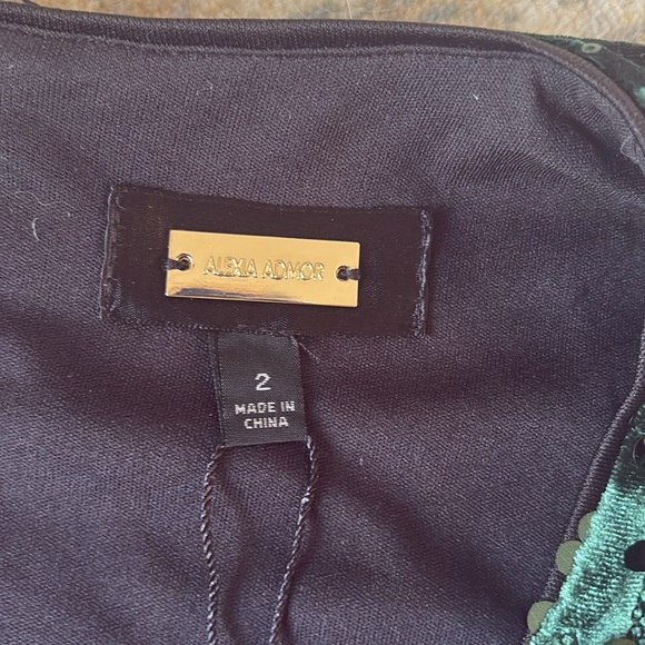 Boston Proper Alexia Admor $189 green velvet sequins long sleeve holiday dress 2 - Picture 8 of 10